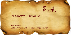 Plenert Arnold névjegykártya